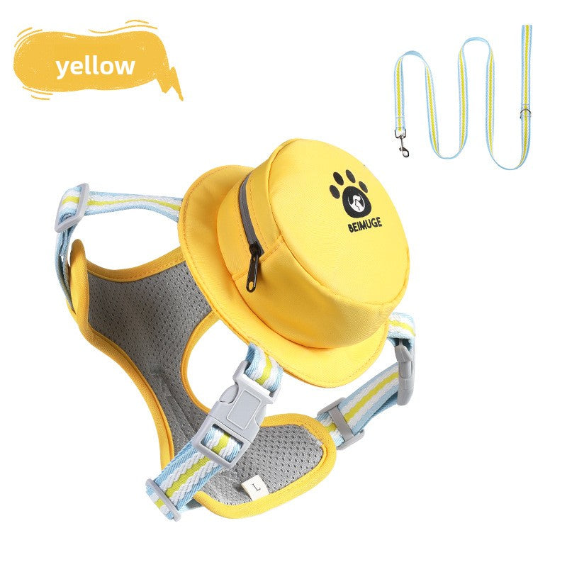Small dog harness with backpack and lead, main product photo