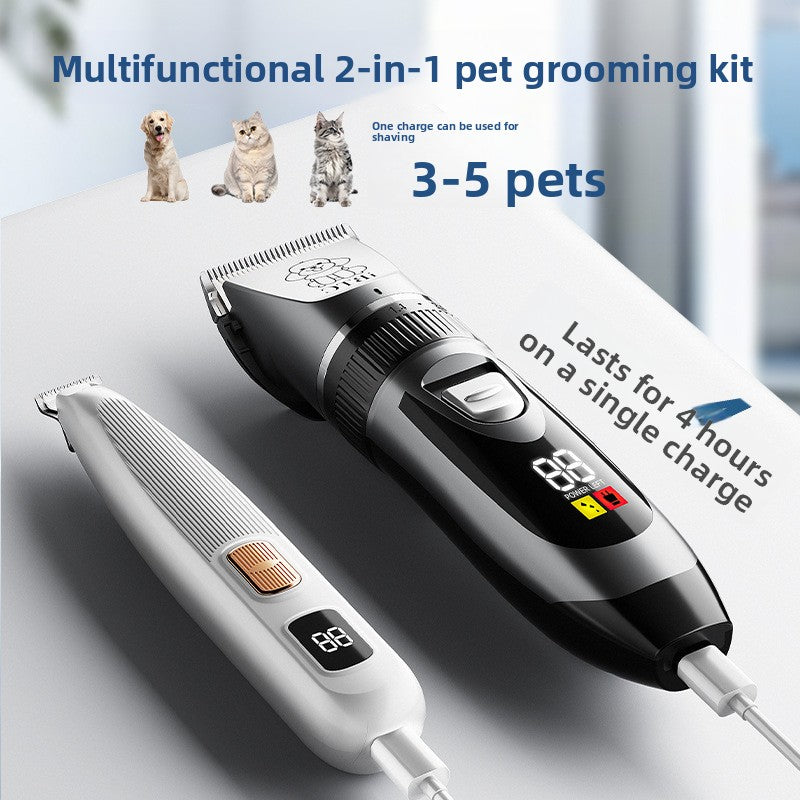 Rechargeable Pet Hair and Paw Trimmer with Dual LCD Display