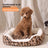 Brown leopard print plush pet sofa bed with removable pad, view 1