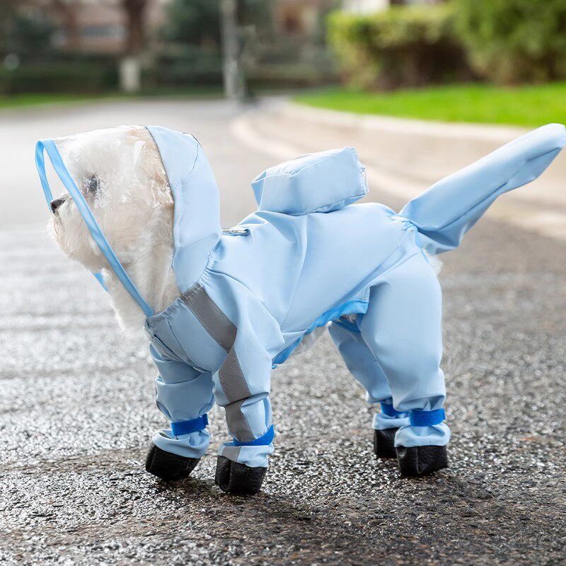 Full body four leg dog raincoats in twelve styles