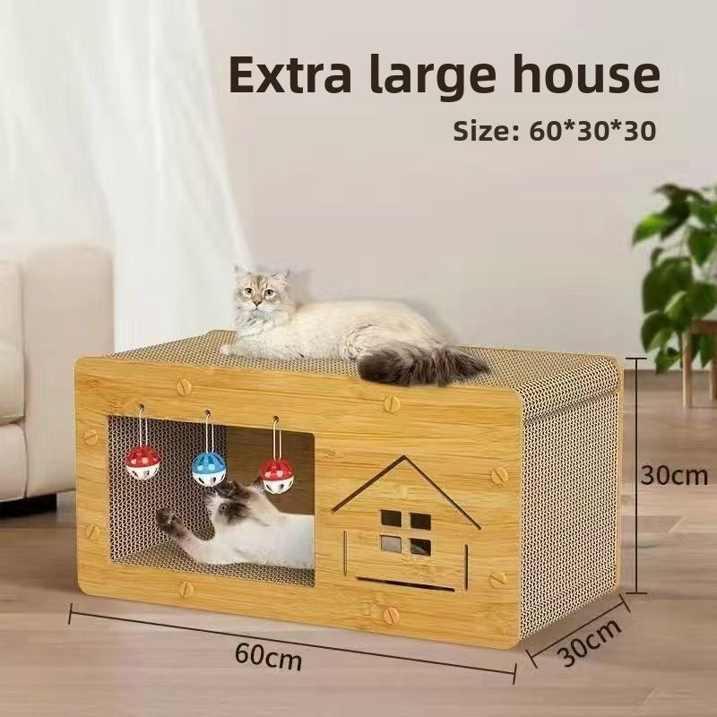 Double layer corrugated cardboard cat scratcher house and lounger, photo 7
