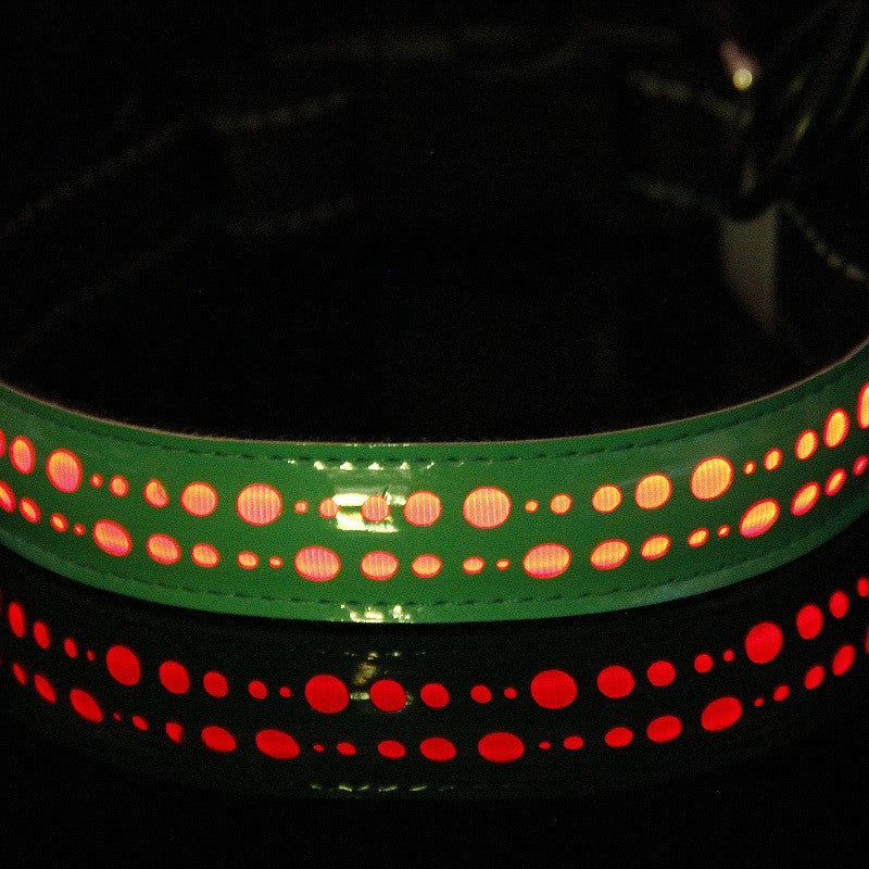 Striped light up collars for dogs and cats in blue and green