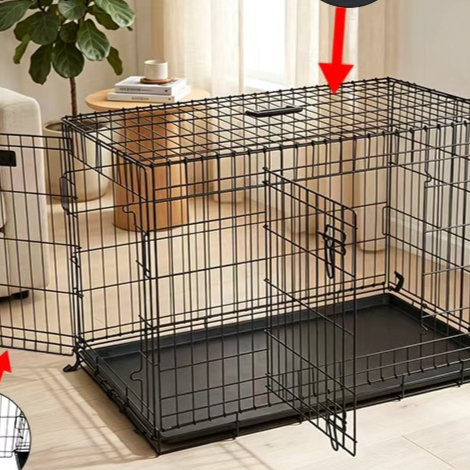 Foldable wire pet crate with removable tray, main product photo