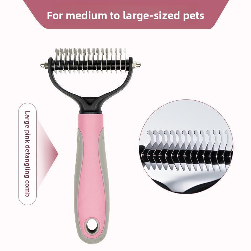 Dematting Comb for Dogs and Cats, Rounded Teeth Detangling Rake