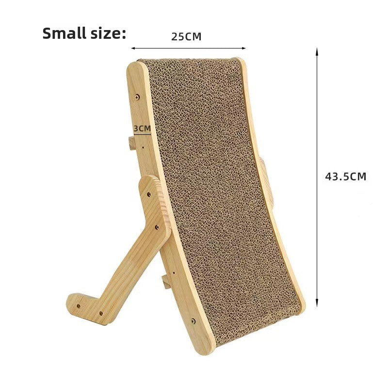 Wooden cat scratcher lounge with corrugated paper surface for cats - view 4