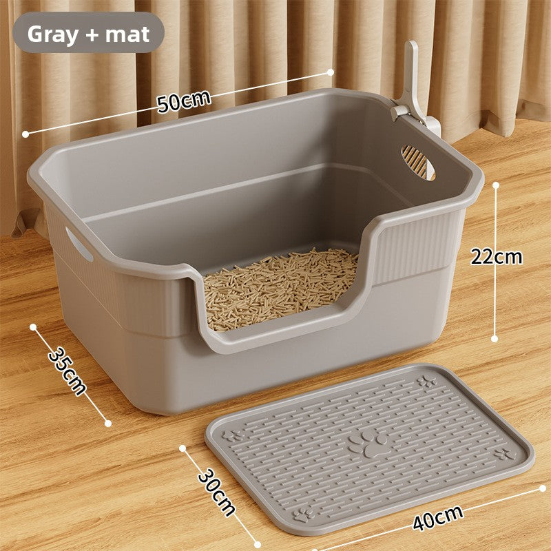 Extra Large Semi-Enclosed Cat Litter Box with Scoop, Thick PP