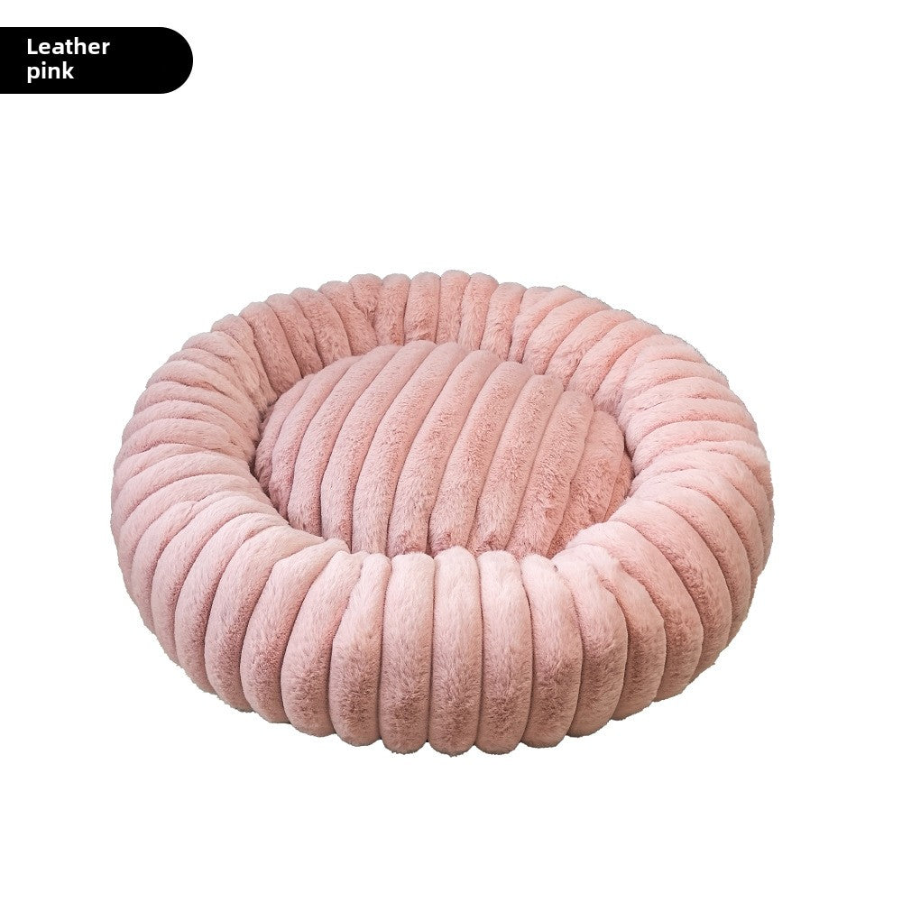 Round Plush Calming Bed for Dogs, Cats and Rabbits, 40-120cm
