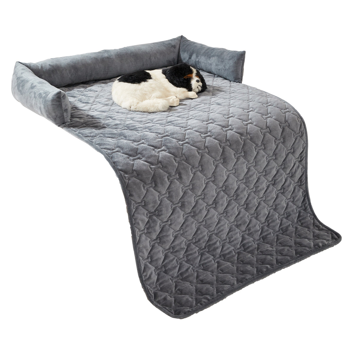Large plush dog bed mat with pillow, detail photo 5