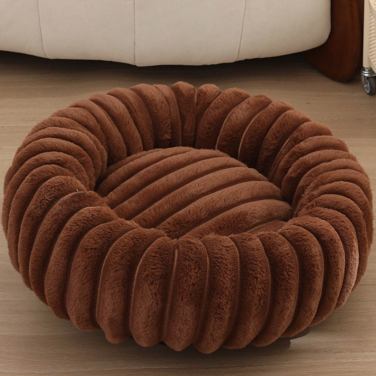 Plush round faux fur pet nest for cats, photo 57 of 80