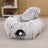 Navy and white striped foldable plush cat tunnel nest, view 6