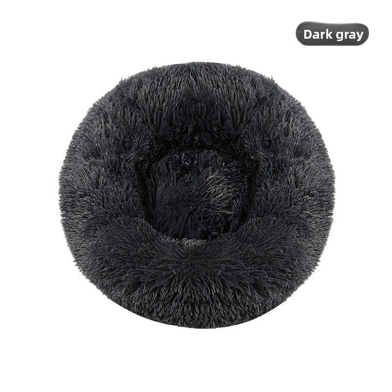 Round plush donut bed for dogs and cats, detail photo 6