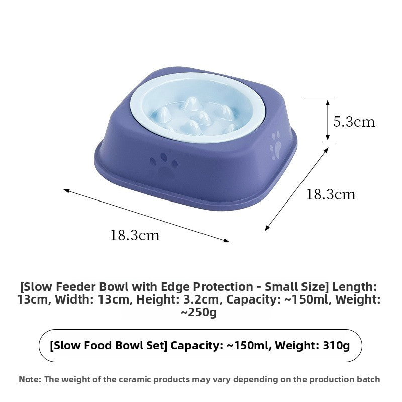 Ceramic Slow Feeder Pet Bowl with Removable Yogurt Box and Non-Slip Base in Seven Colours