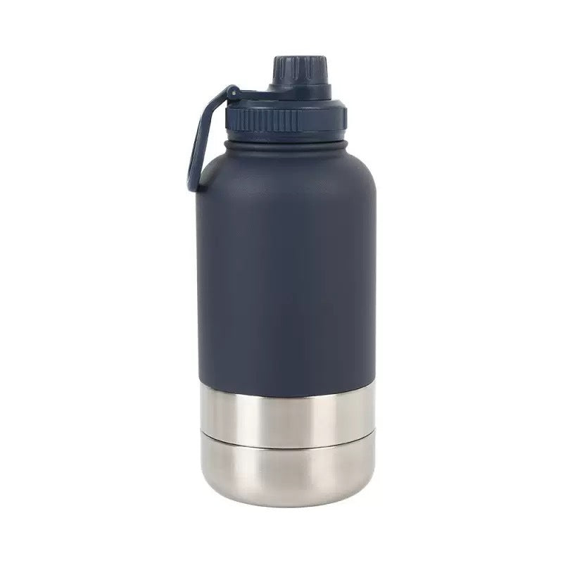 3-in-1 Portable Insulated Pet Water Bottle and Double-Layer Bowl, 32oz Stainless Steel