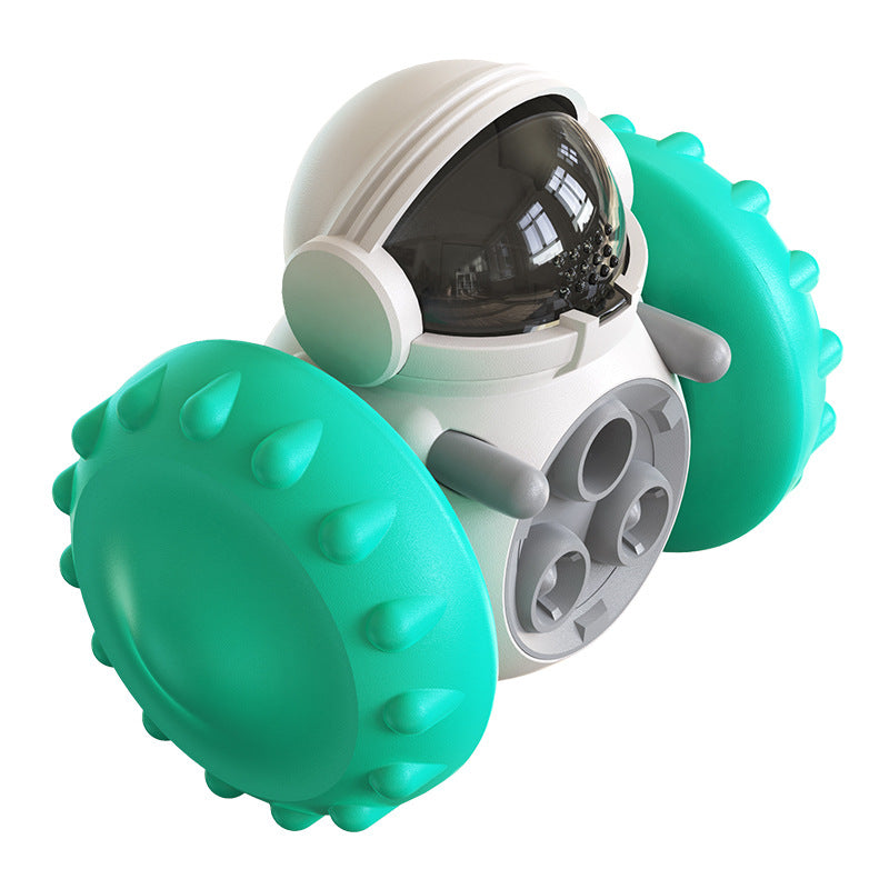 Interactive Cat Food Dispensing Toy with Wobbling Robot or Tumbler Design and Slow Release