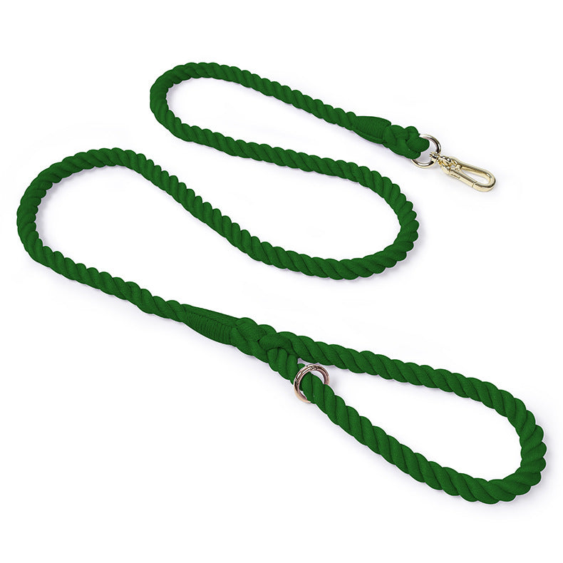 Woven rainbow dog lead with gold coloured clip