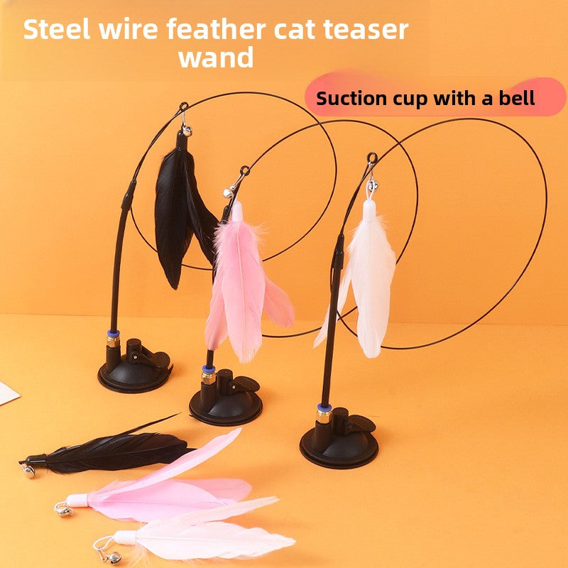 Suction cup base of a cat teaser wand gripping a tiled floor - photo 3