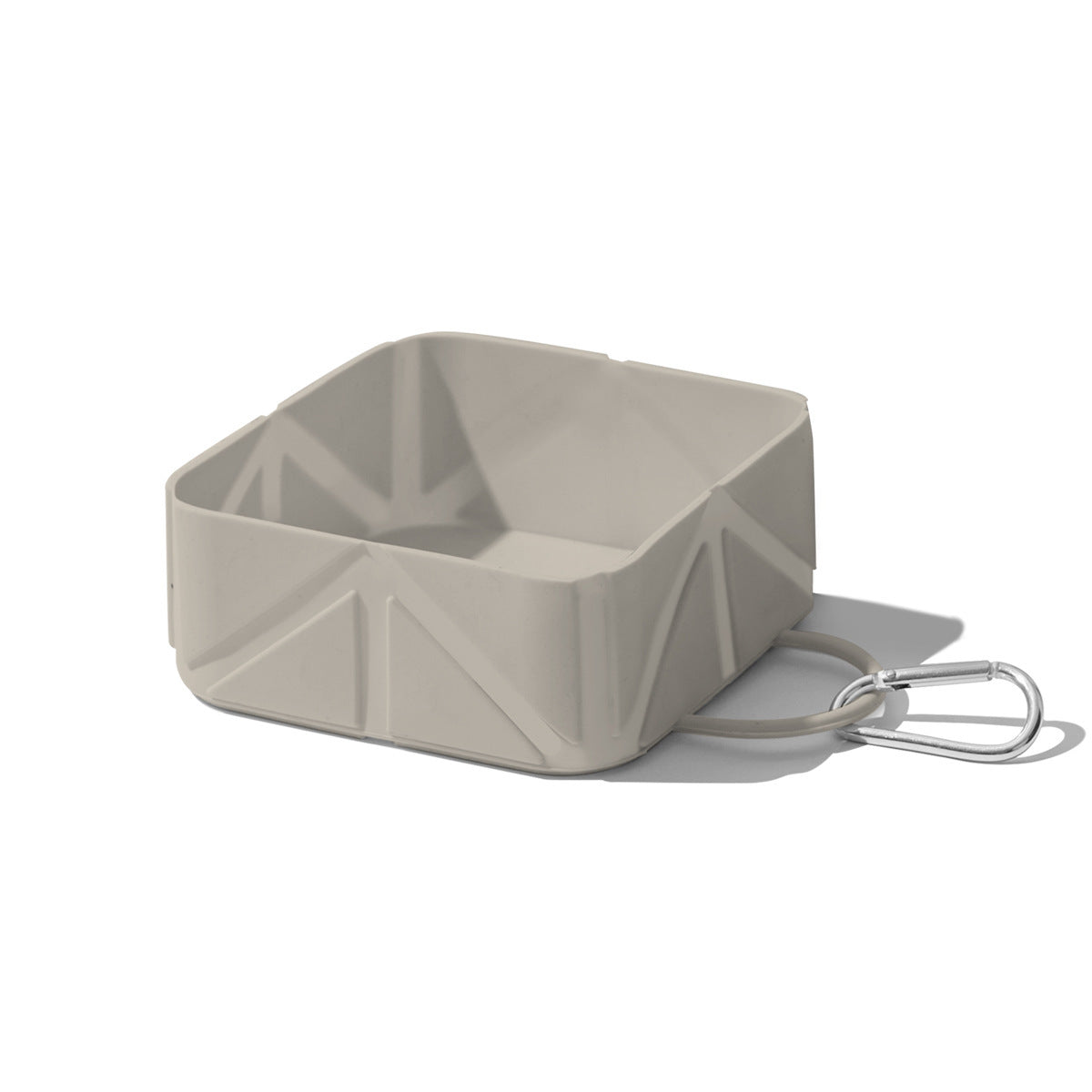 Foldable Food-Grade Silicone Pet Bowl with Carabiner Clip for Camping and Travel