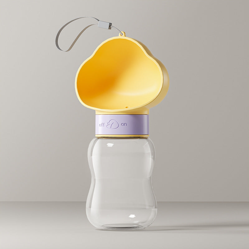 Portable pet water bottle and food container, top view