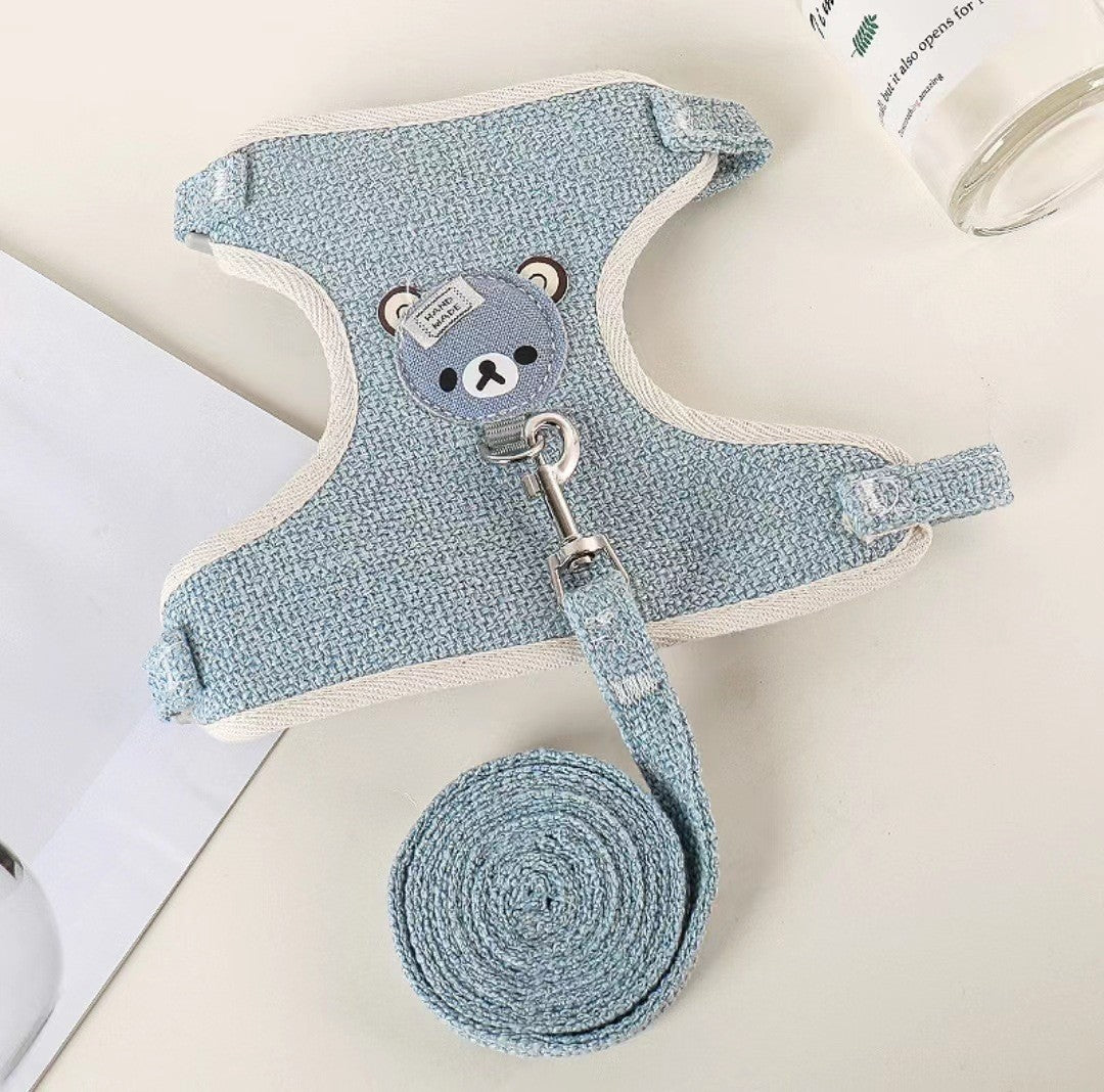 Cute bee print vest harness and lead on a puppy