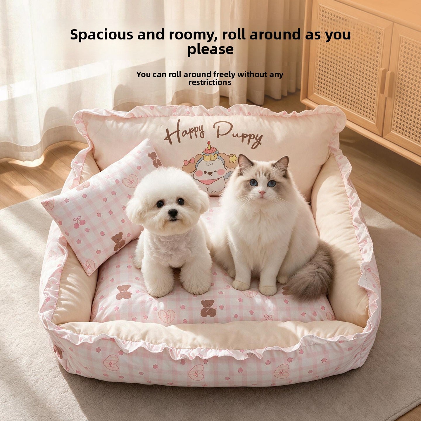 Oxford Cloth Deep Sleep Bed for Small Dogs, Removable Cover