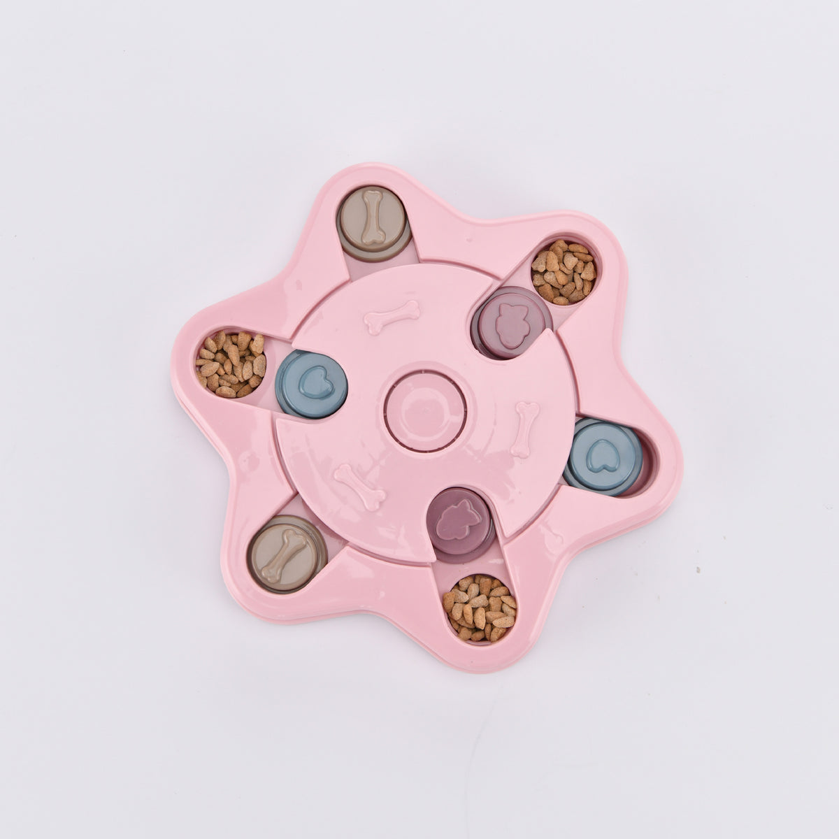 Dog puzzle slow feeder bowl in Hexagon, Pink