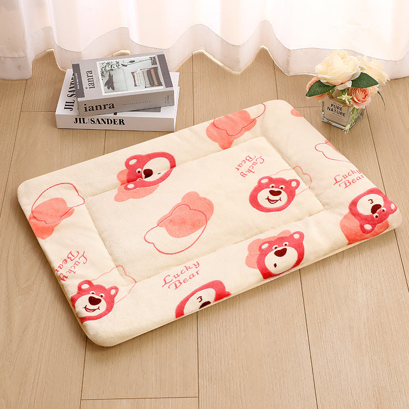 Dog lying on a blue starry sky flannel mat