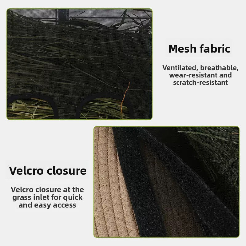 Hanging washable rabbit hay bag in black or white, view 4