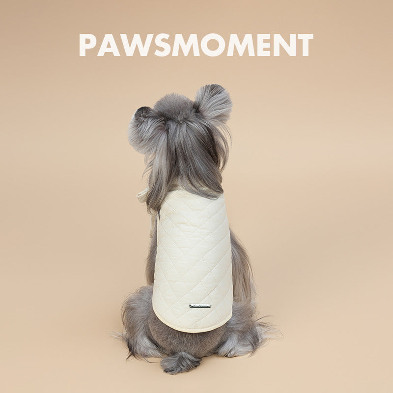 Sweet bow padded winter coat for small dogs in Sweet Bow Coat, side view