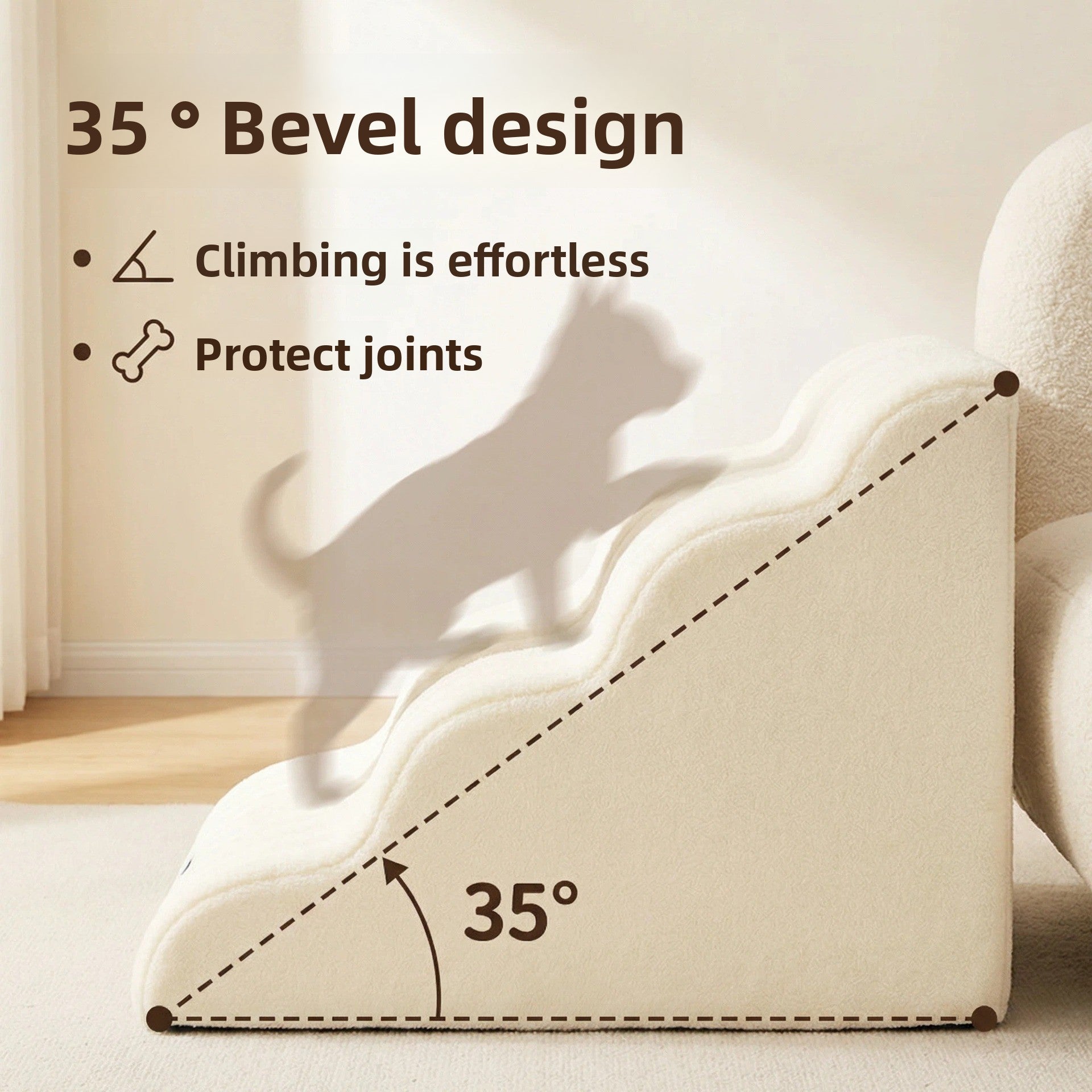 Washable suede foam pet stairs, photo from another angle