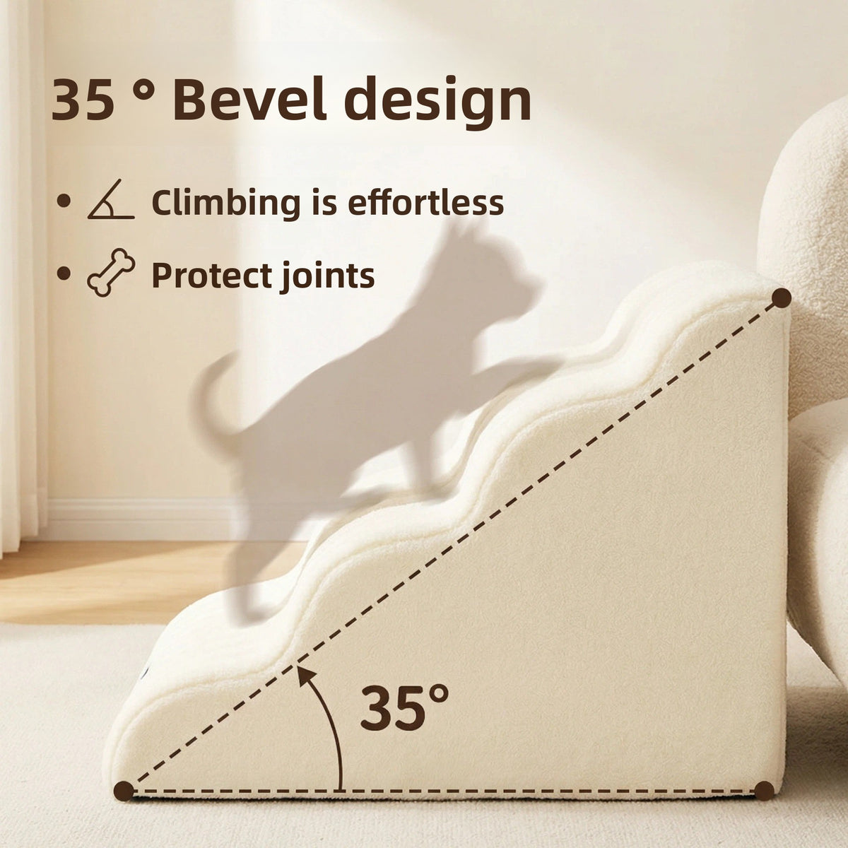 Washable suede foam pet stairs, photo from another angle