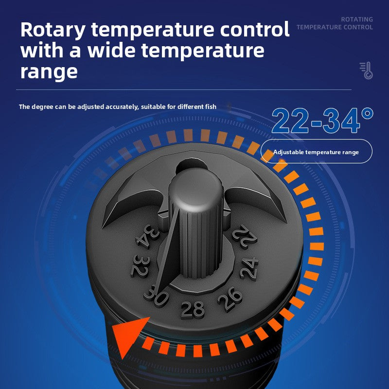 Automatic glass aquarium heater with overheat protection, alternative angle view
