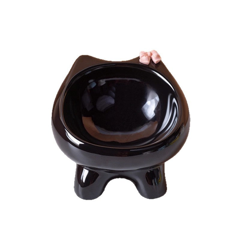 Elevated Ceramic Cat Food and Water Bowl with Weighted Non-Slip Base in Glazed Colours