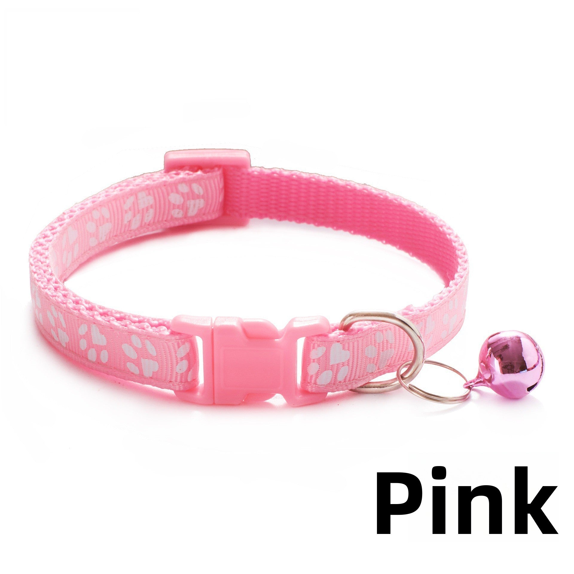 Elastic nylon cat collar with bell and paw print patch, product image 8