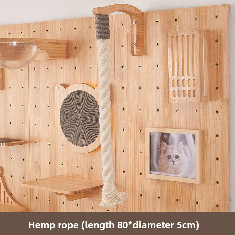 Modular wooden wall-mounted cat climbing board with shelves, photo 21