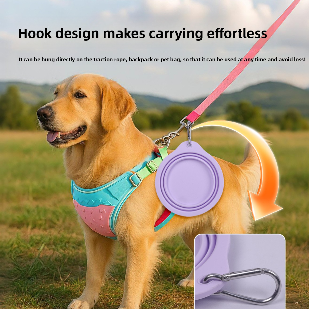 Foldable silicone pet bowl for dogs and cats in Green, side view