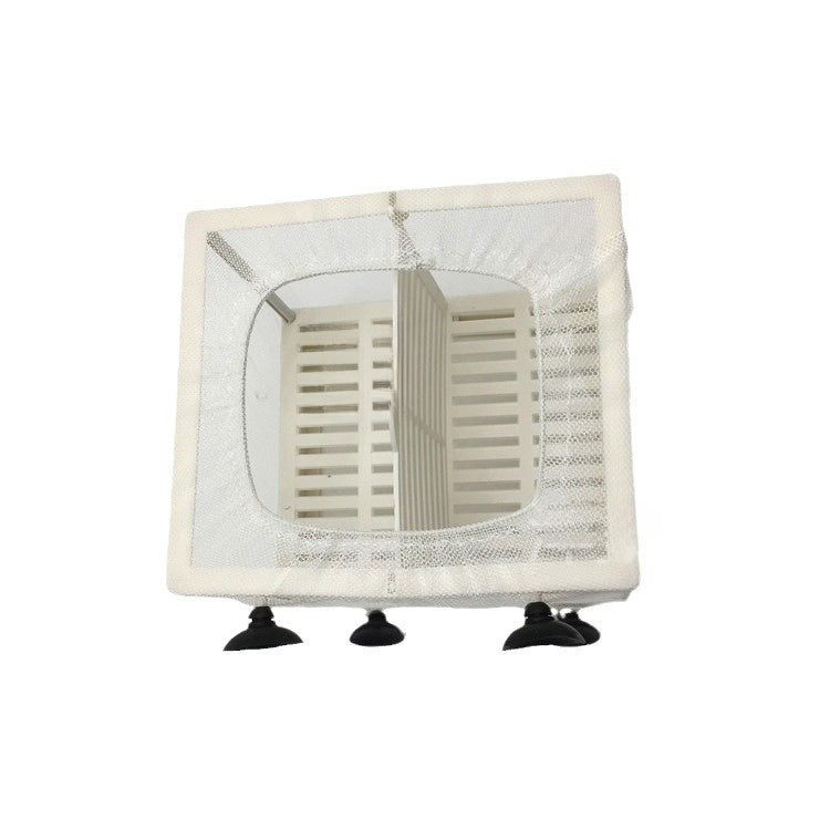 Mesh fish breeding isolation box with suction cups in aquarium, view 5