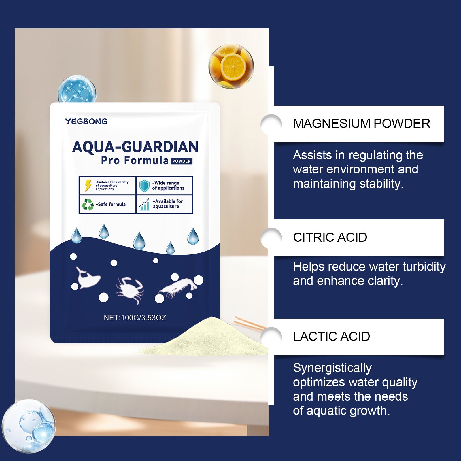 Aquarium Water Clarifying Powder for Clear Fish Tank Water
