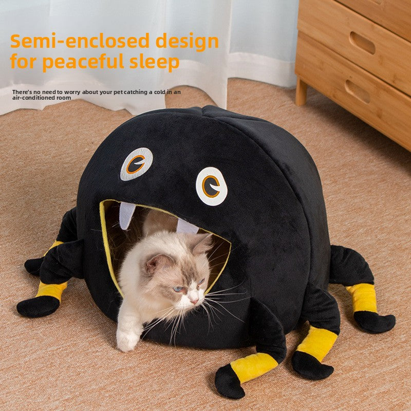 Black spider shaped Halloween pet bed, product image 4