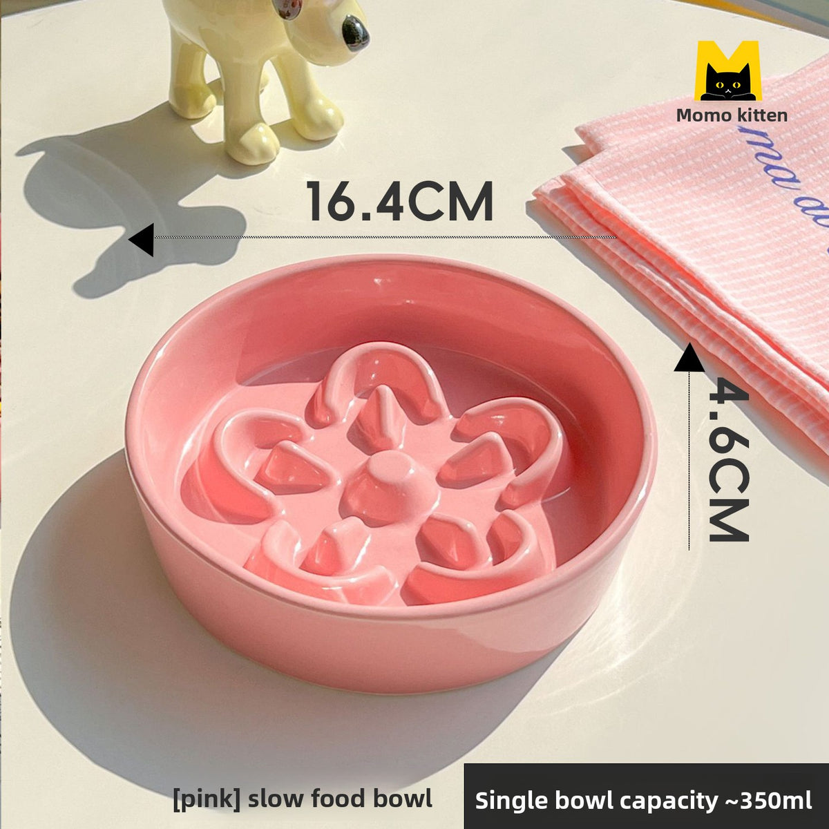 Ceramic Slow Feeder Pet Bowl with Elevated Stand