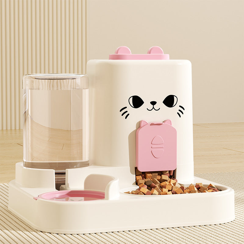 Transparent Automatic Cat Feeder Bowl with Water Dispenser in Cat Ear and Flat Top Styles