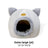 Grey enclosed cat head pet house with washable pad, view 7