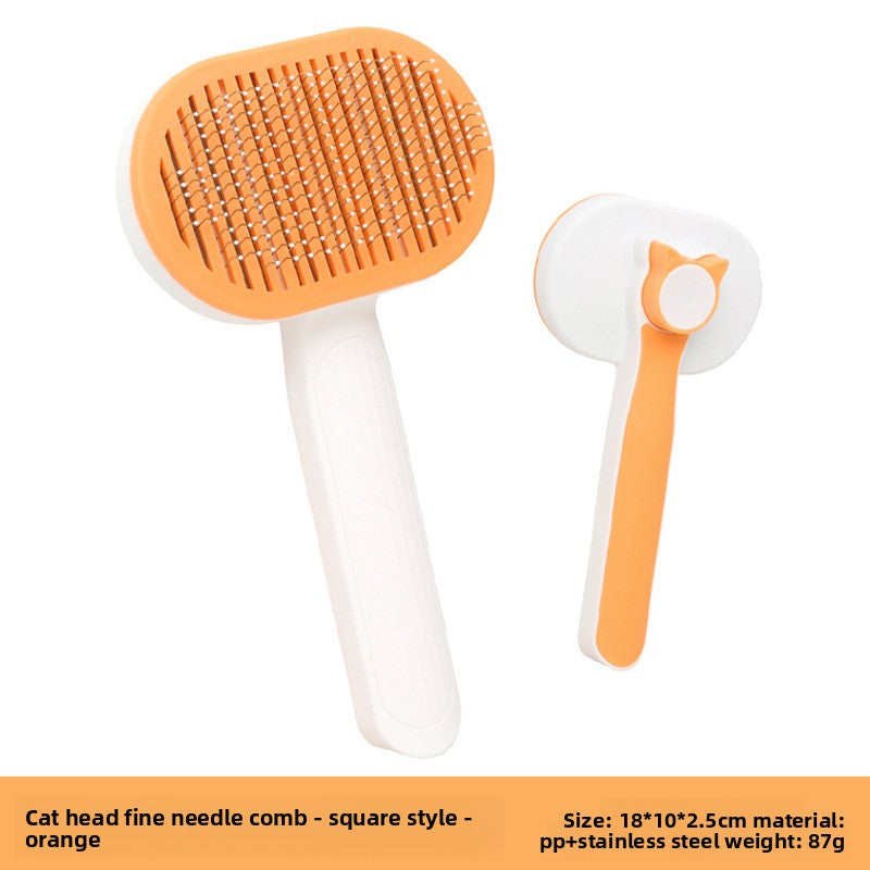 Self-Cleaning Fine-Tooth Comb with Cat Head Design for Dogs and Cats