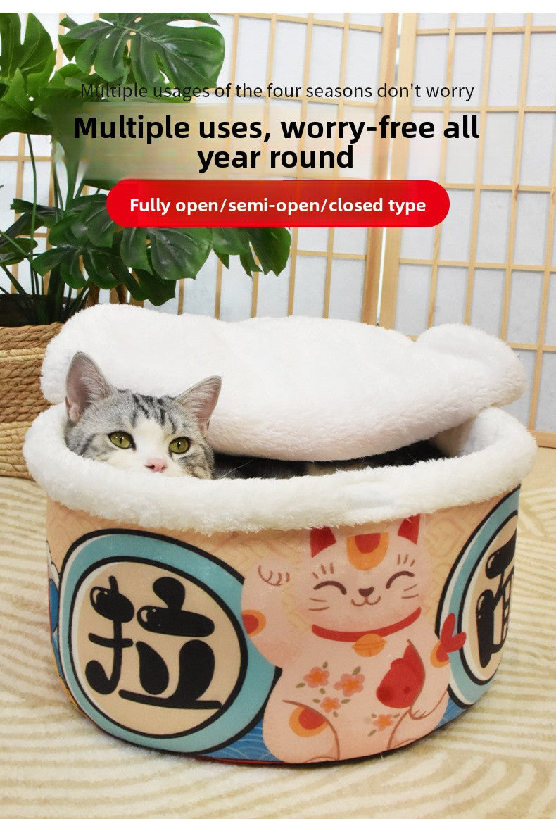 Instant noodle cup shaped cat bed with fleece lining, product image 6