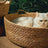 Hand woven rattan and cattail round cat nest, view 4