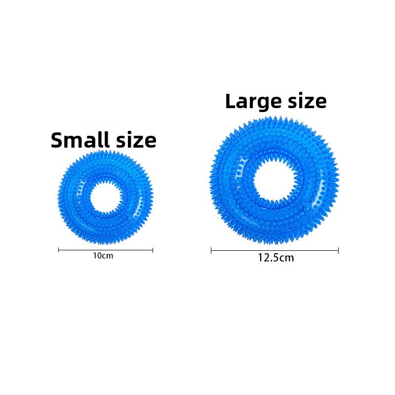 Squeaky tyre shaped TPR dog chew toy in several colours, view 2