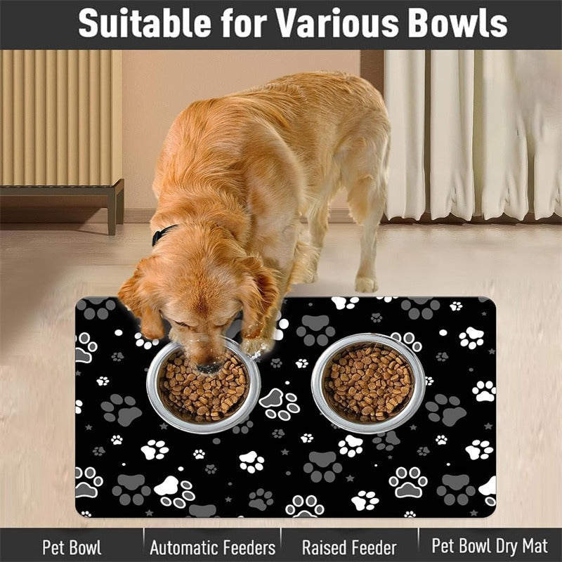 Absorbent splash-proof bowl mat for pets, alternative angle view
