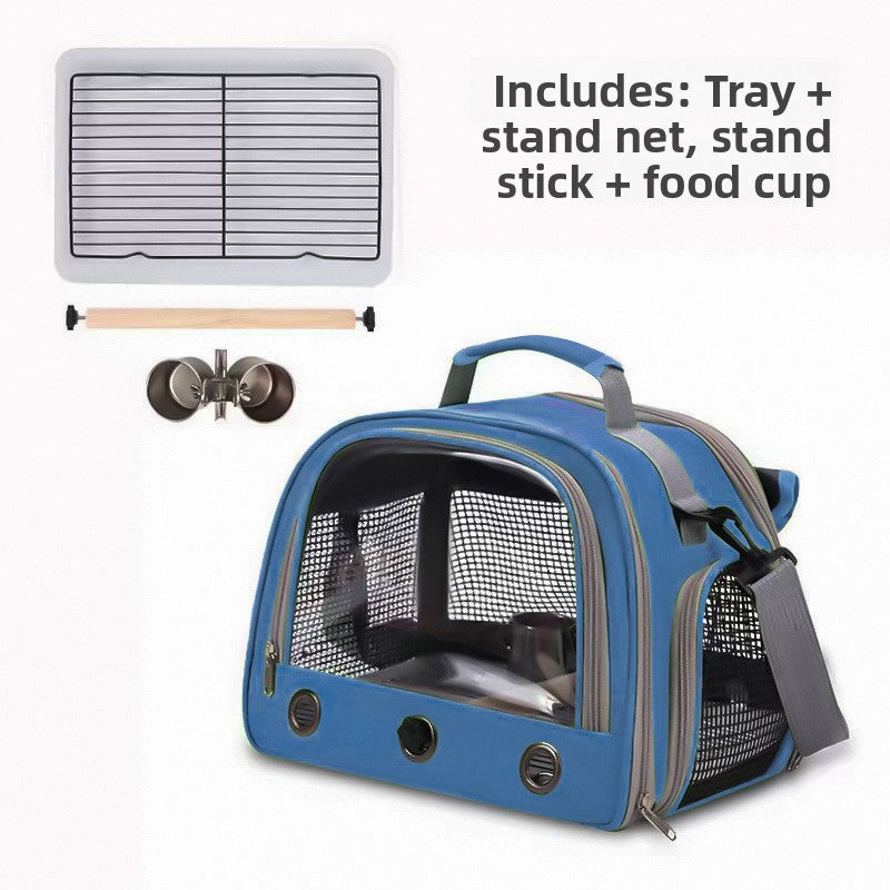 Green breathable bird carrier shoulder bag with mesh windows, view 21