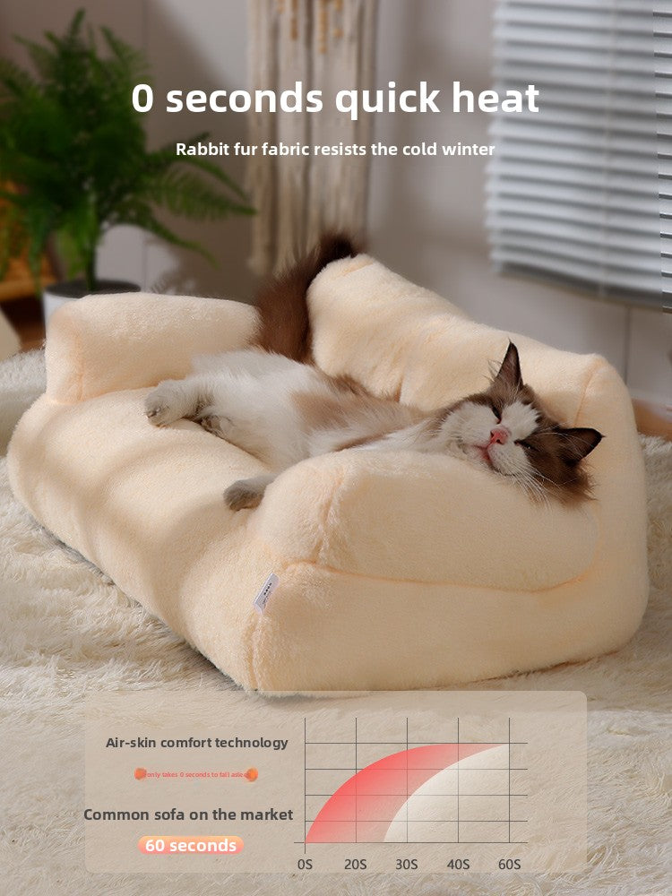 Removable washable round pet bed in moonlight beige flannel, view 3