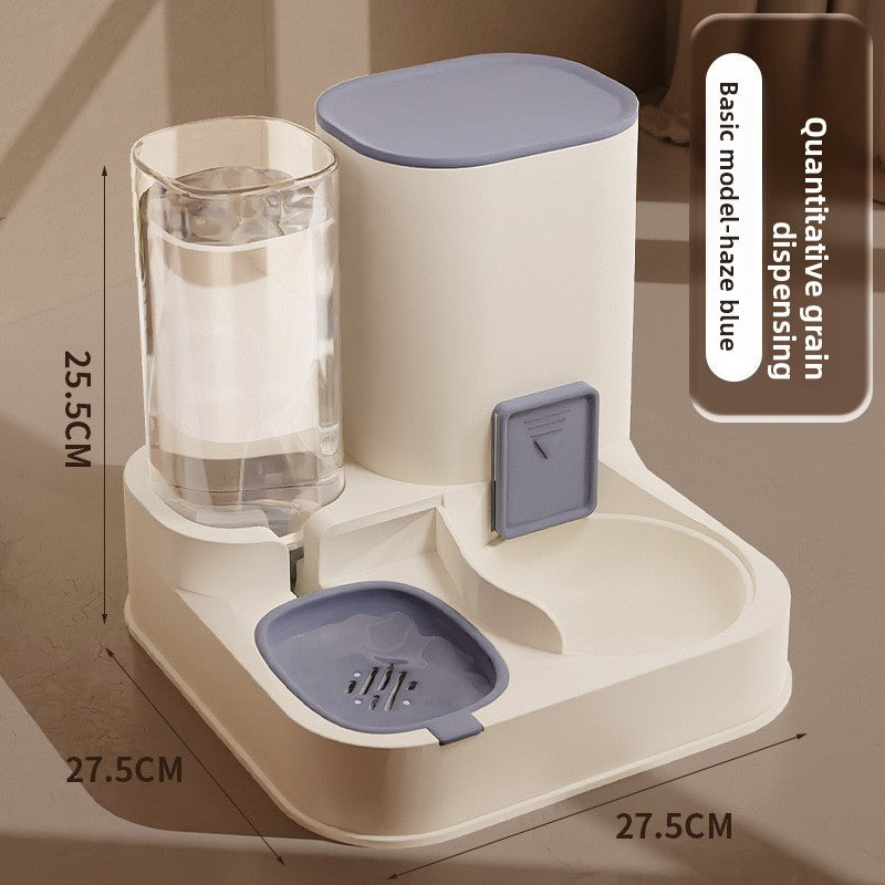 Cat Double Bowl Set with Water Dispenser, Ceramic or Steel