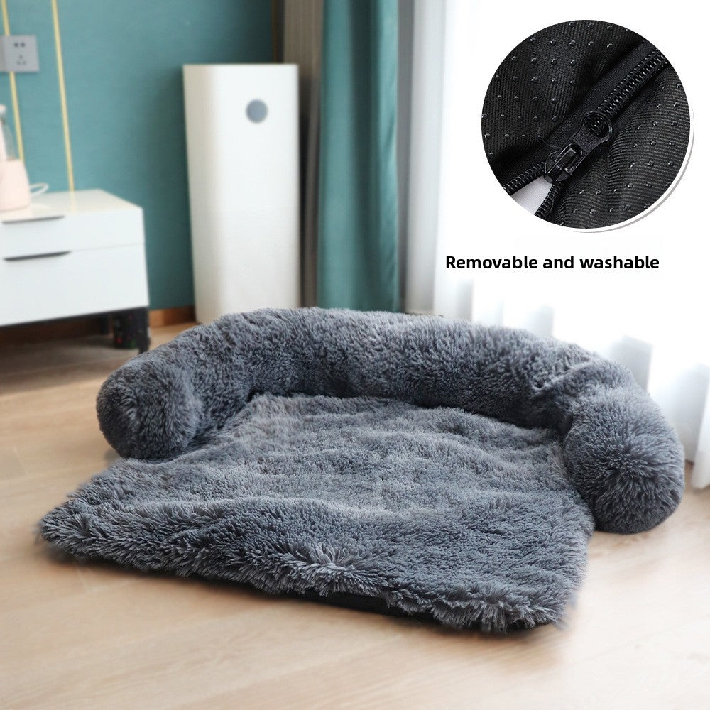 Fuzzy Blanket Pet Bed with Washable Removable Cover